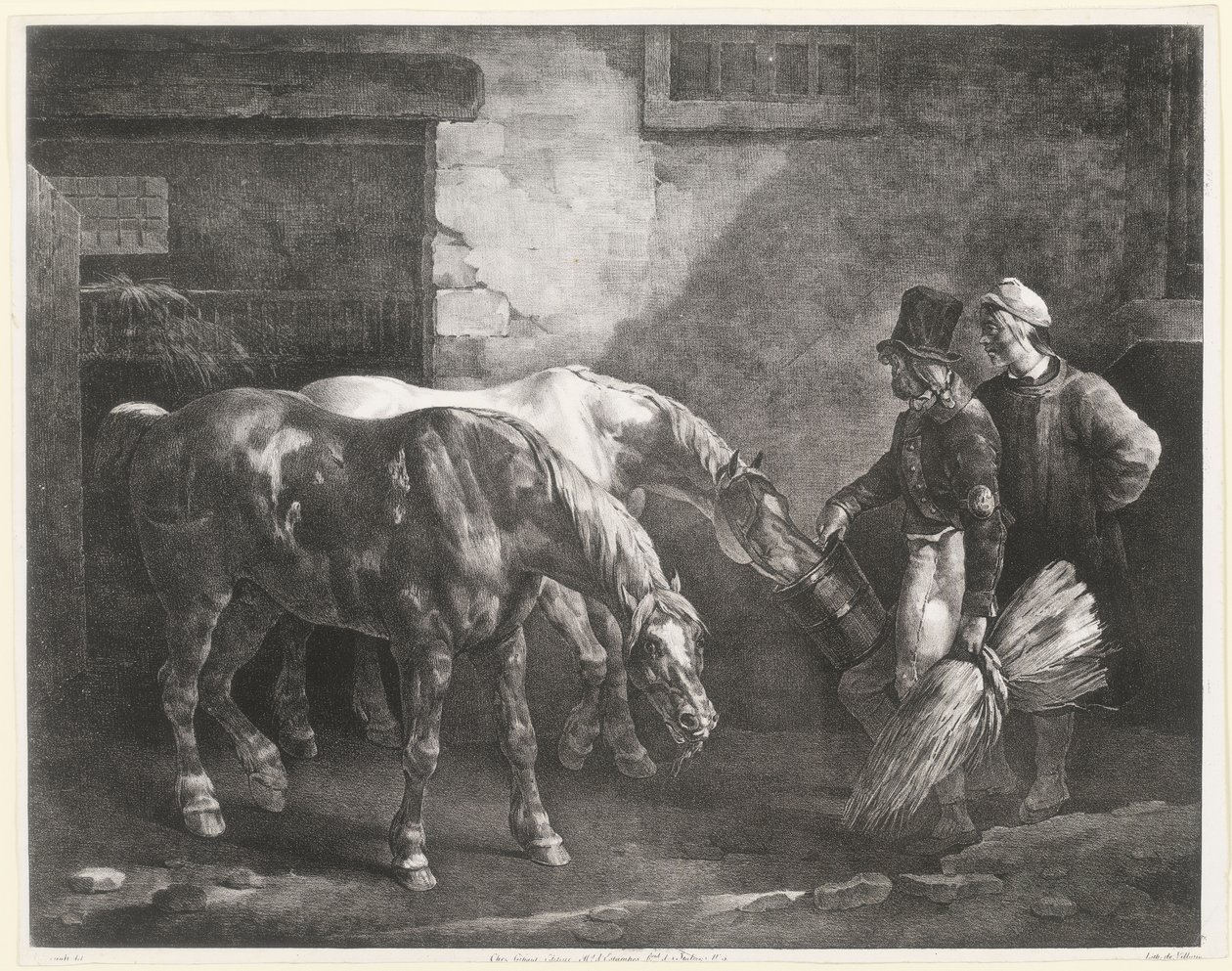 Two Post-Horses at a Stable Door by Theodore Gericault