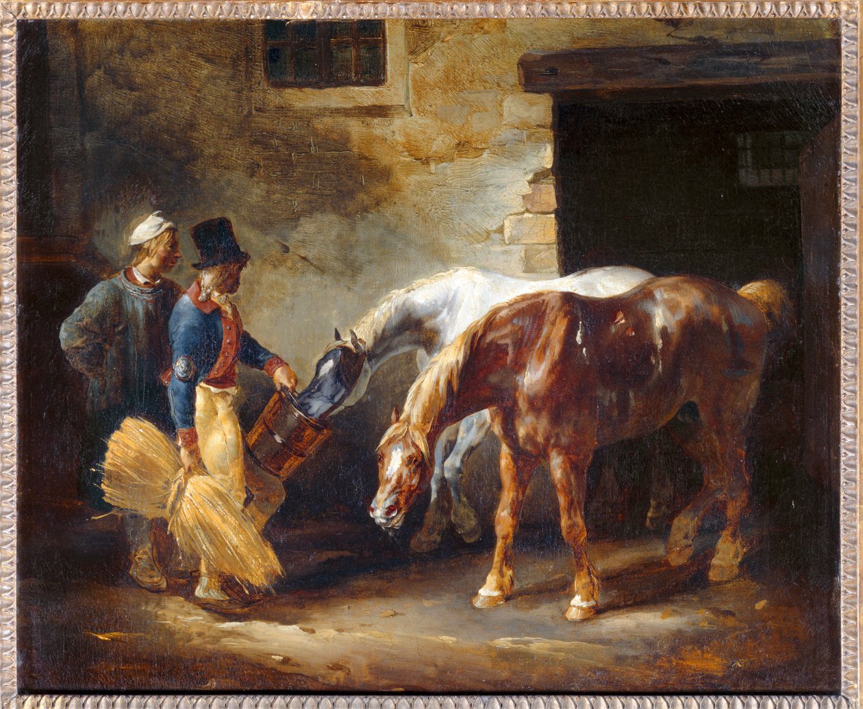 Two Postal Horses Before the Door of a Stable by Theodore Gericault