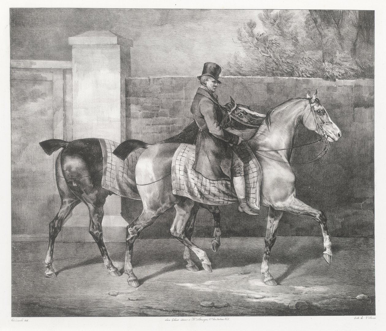 A Groom Exercising Two Horses by Theodore Gericault