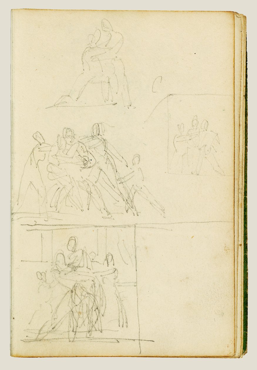 Four Compositional Studies for a Group of Figures by Theodore Gericault
