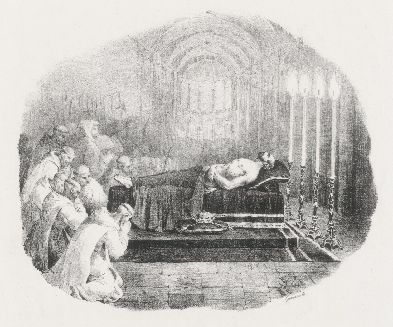 William the Conqueror Lying in State at the Church of the Abbey St. Georges de Boscherville by Theodore Gericault