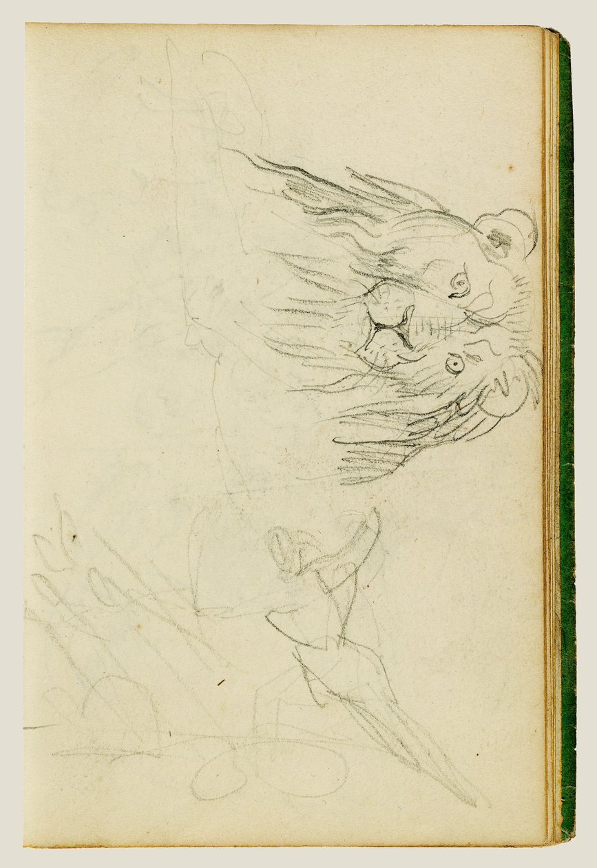 Head-on View of Seated Lion by Theodore Gericault