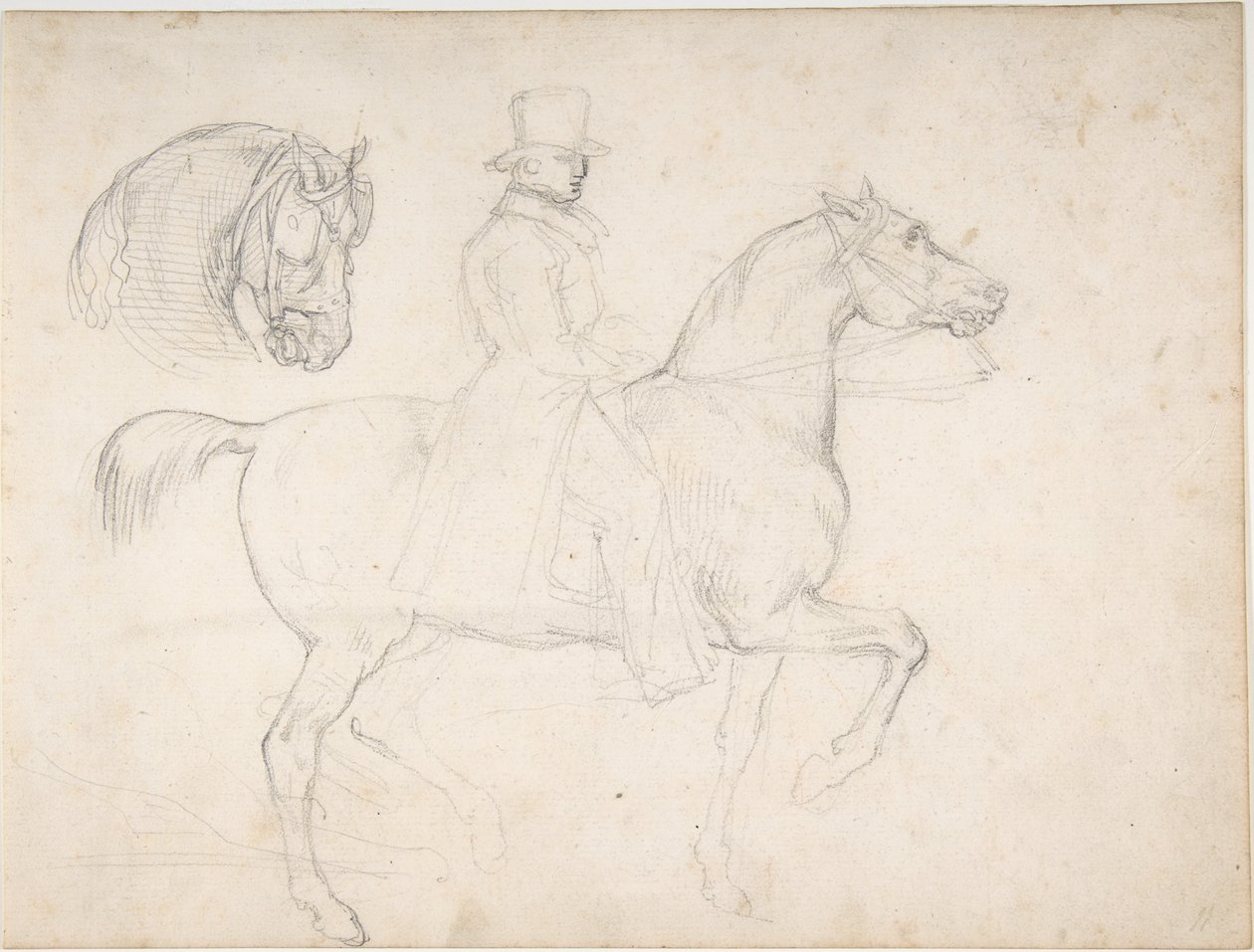 Man on Horseback, and Study of Horse