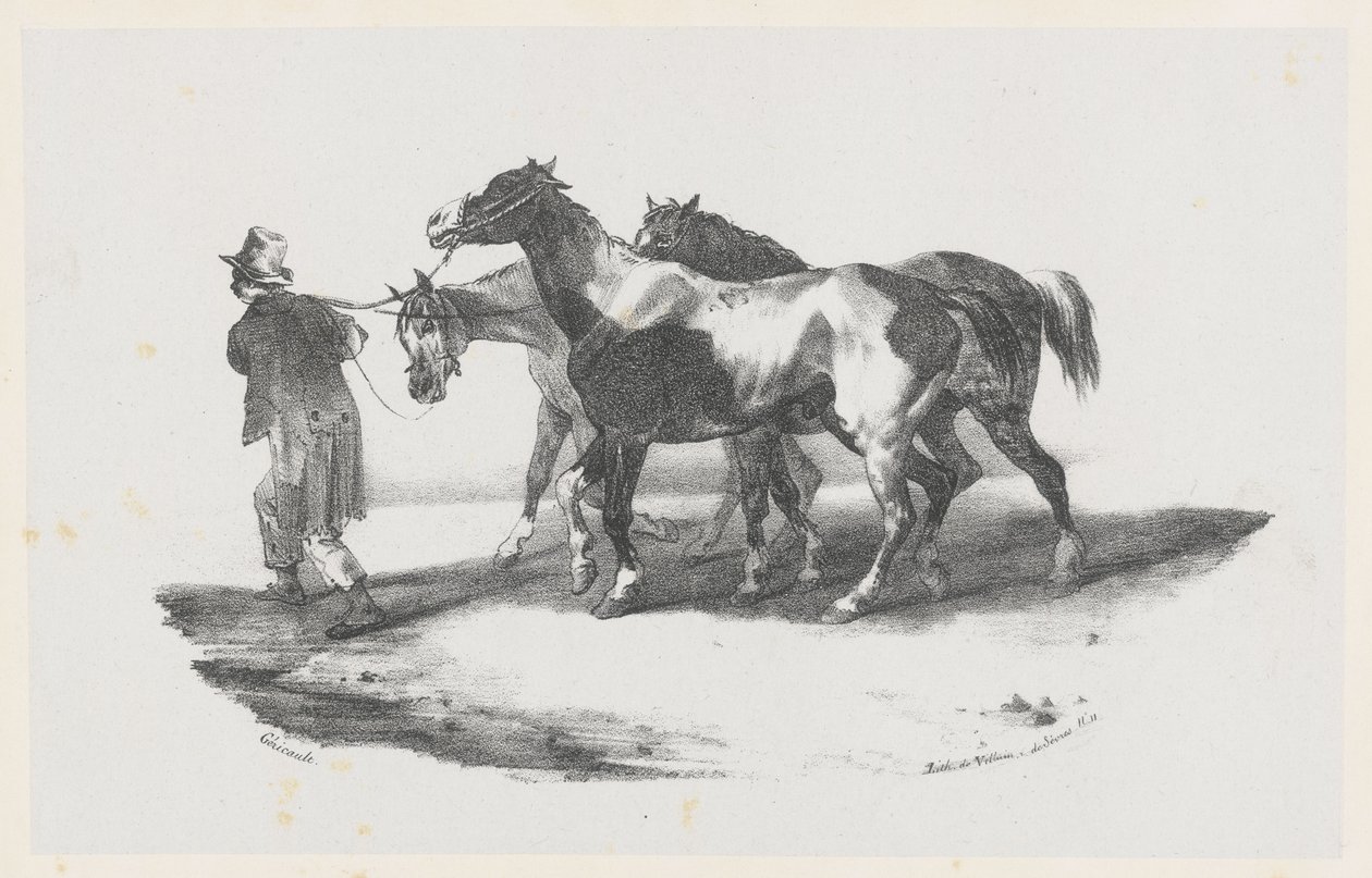 Three Horses Being Led to the Slaughterhouse by Theodore Gericault