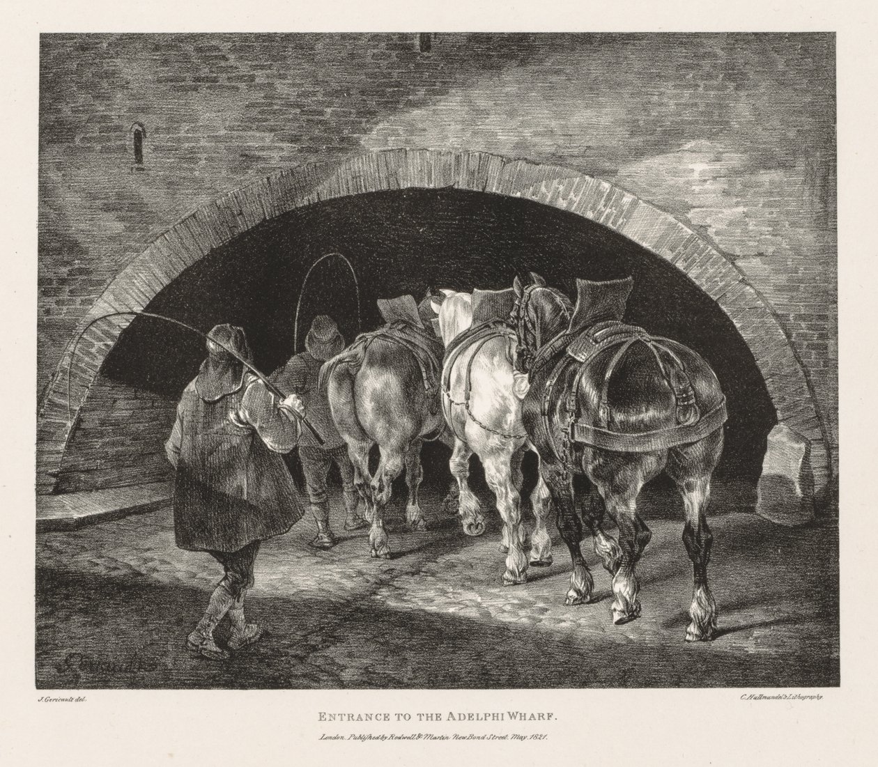 Various Subjects Drawn from Life and on Stone: Entrance to Adelphi Wharf by Theodore Gericault