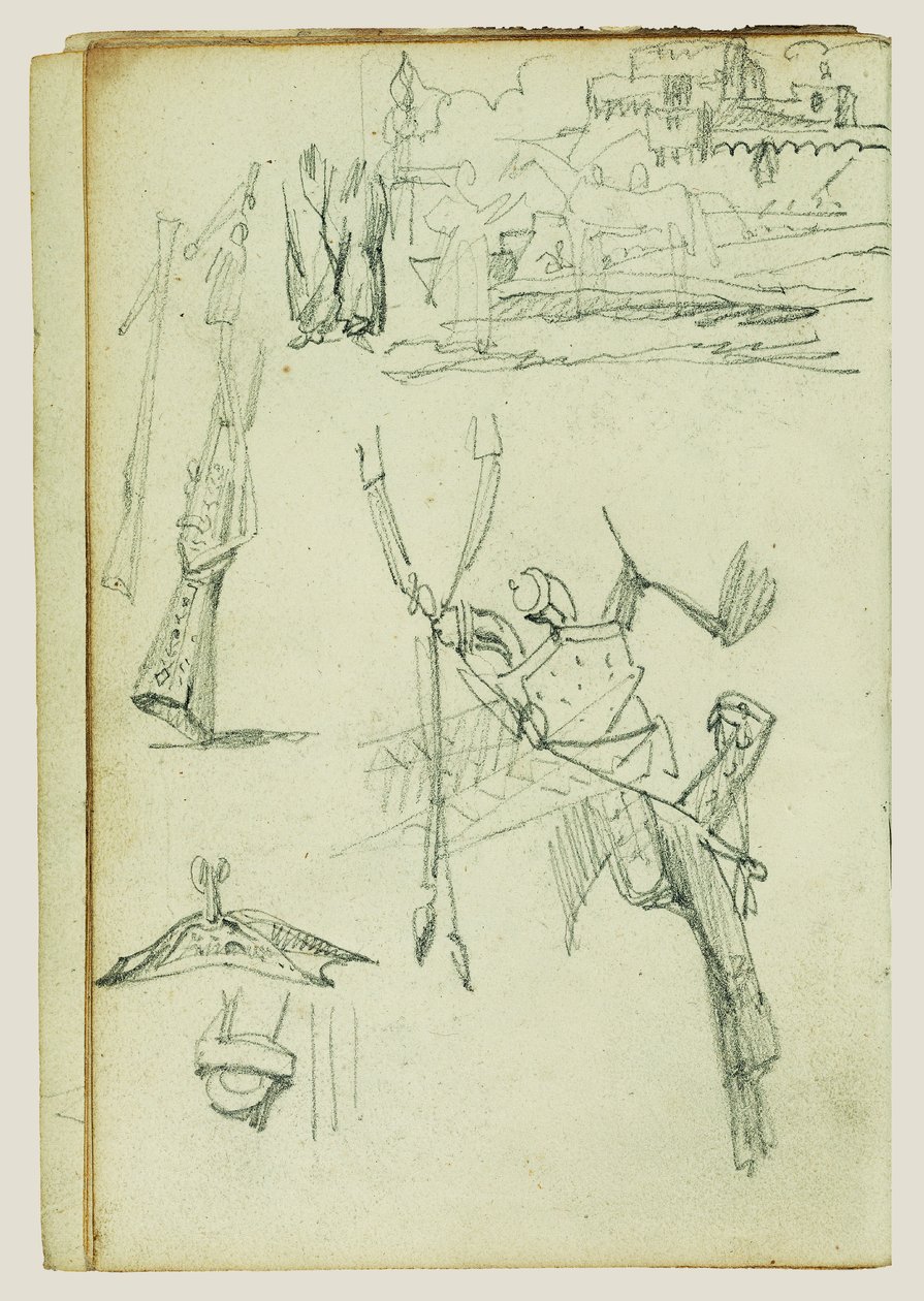 Weapon Studies, Compositional Study of Castle Scene by Theodore Gericault