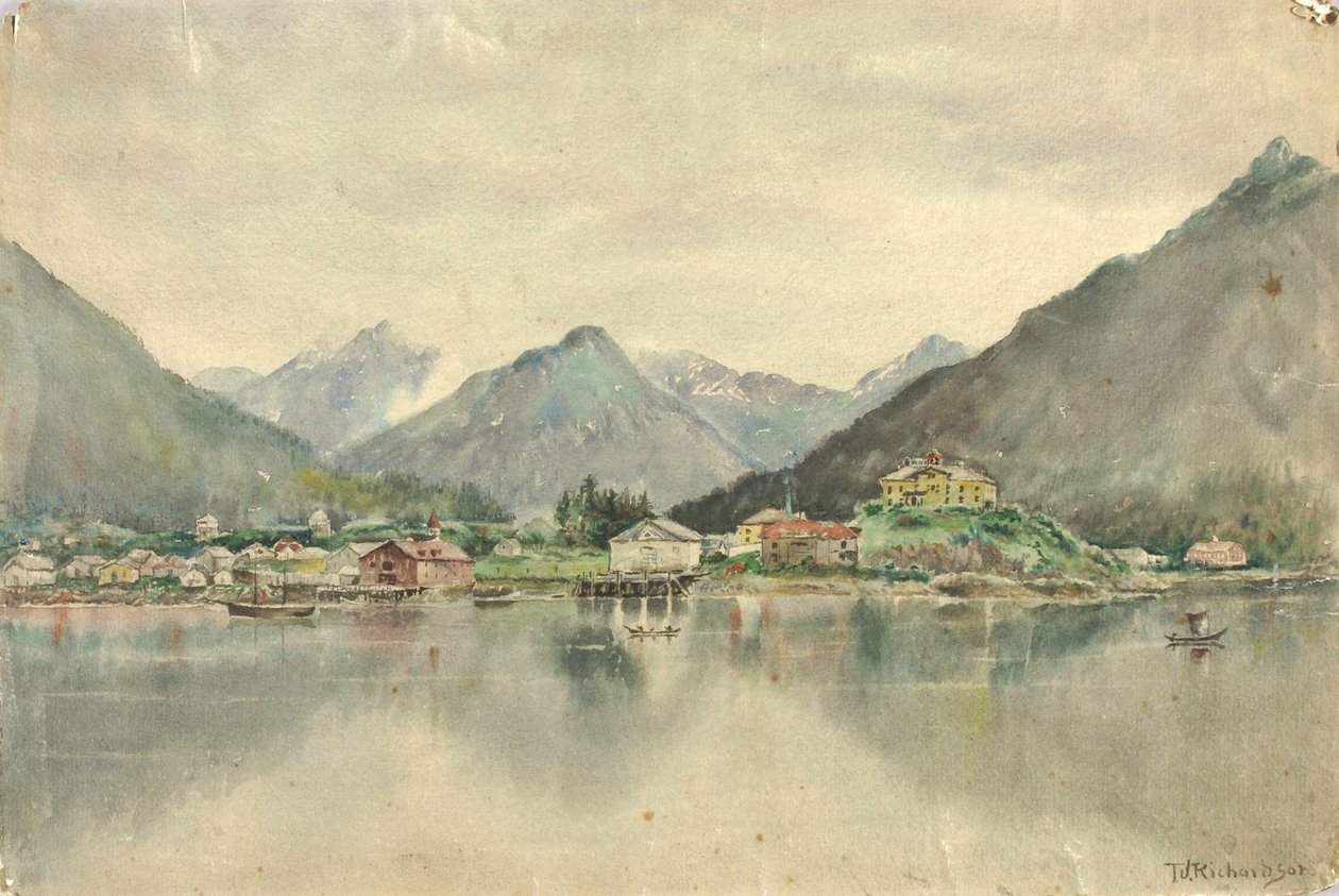 Sitka from the Islands, Showing Russian Castle, 1888 by Theodore J. Richardson