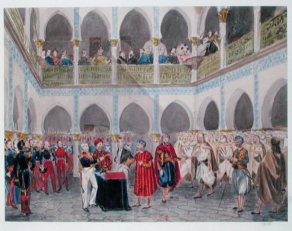 Investiture of the Bey of Algiers by Count Bertrand Clausel (1772-1842) 1835 by Theodore Leblanc