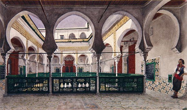 View of an Interior Courtyard of a House in Algiers, c.1830 by Theodore Leblanc