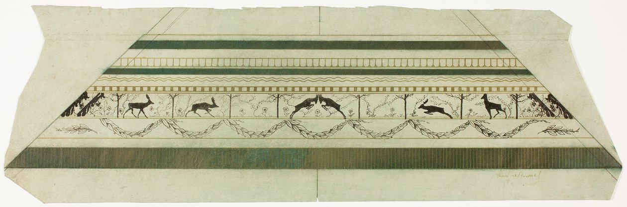 Stag and Flower Pattern Frame (bottom frame section) by Theodore Roussel