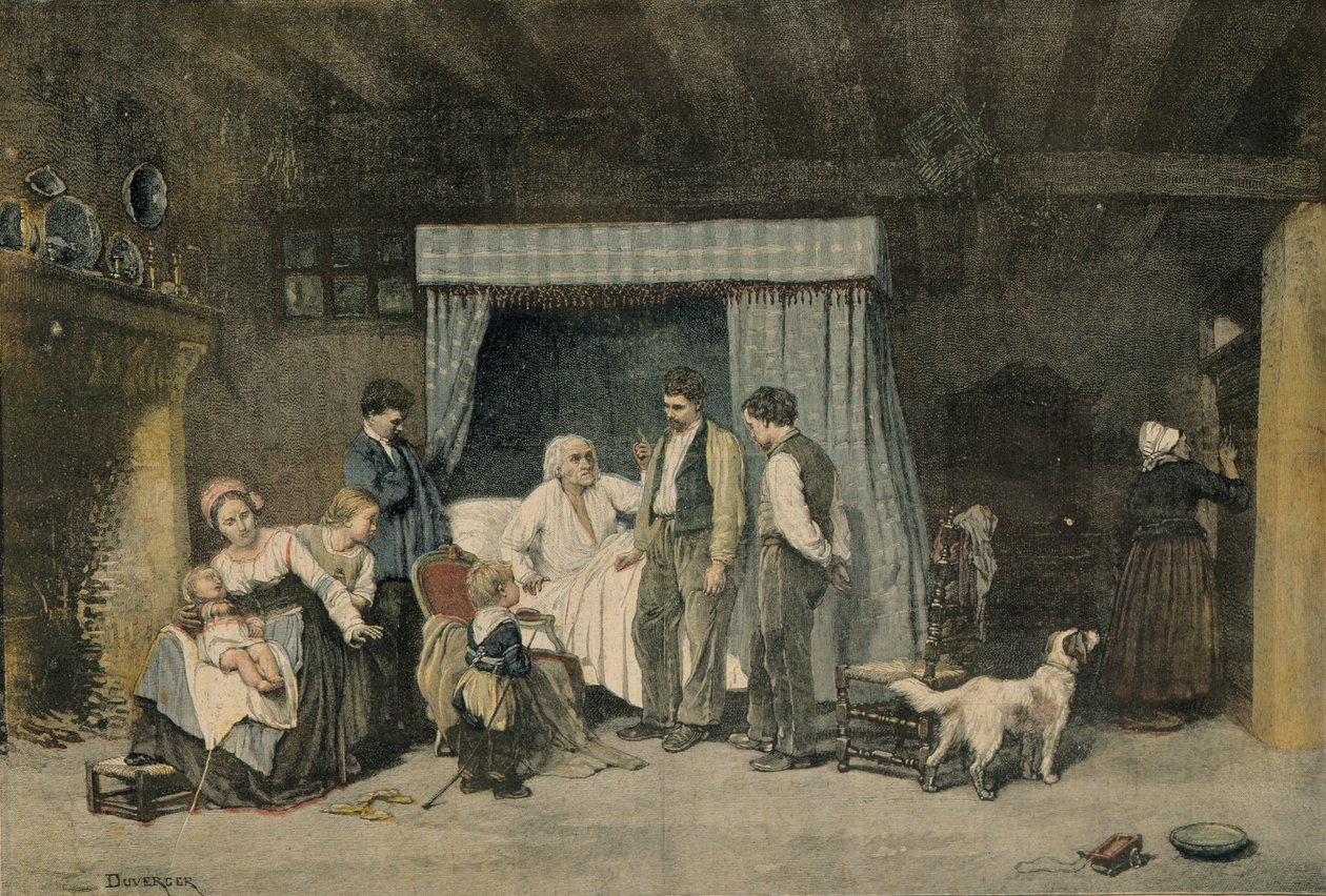 The Worker and his Children, illustration from Le Petit Journal by Theophile Emmanuel Duverger