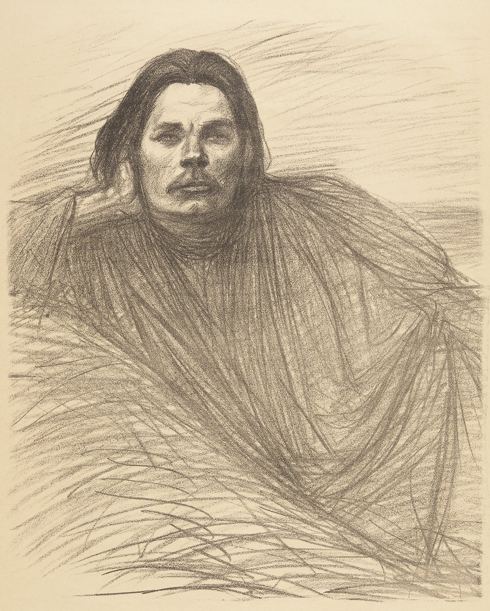 Portrait of Maxim Gorki Lying Down by Théophile Alexandre Steinlen