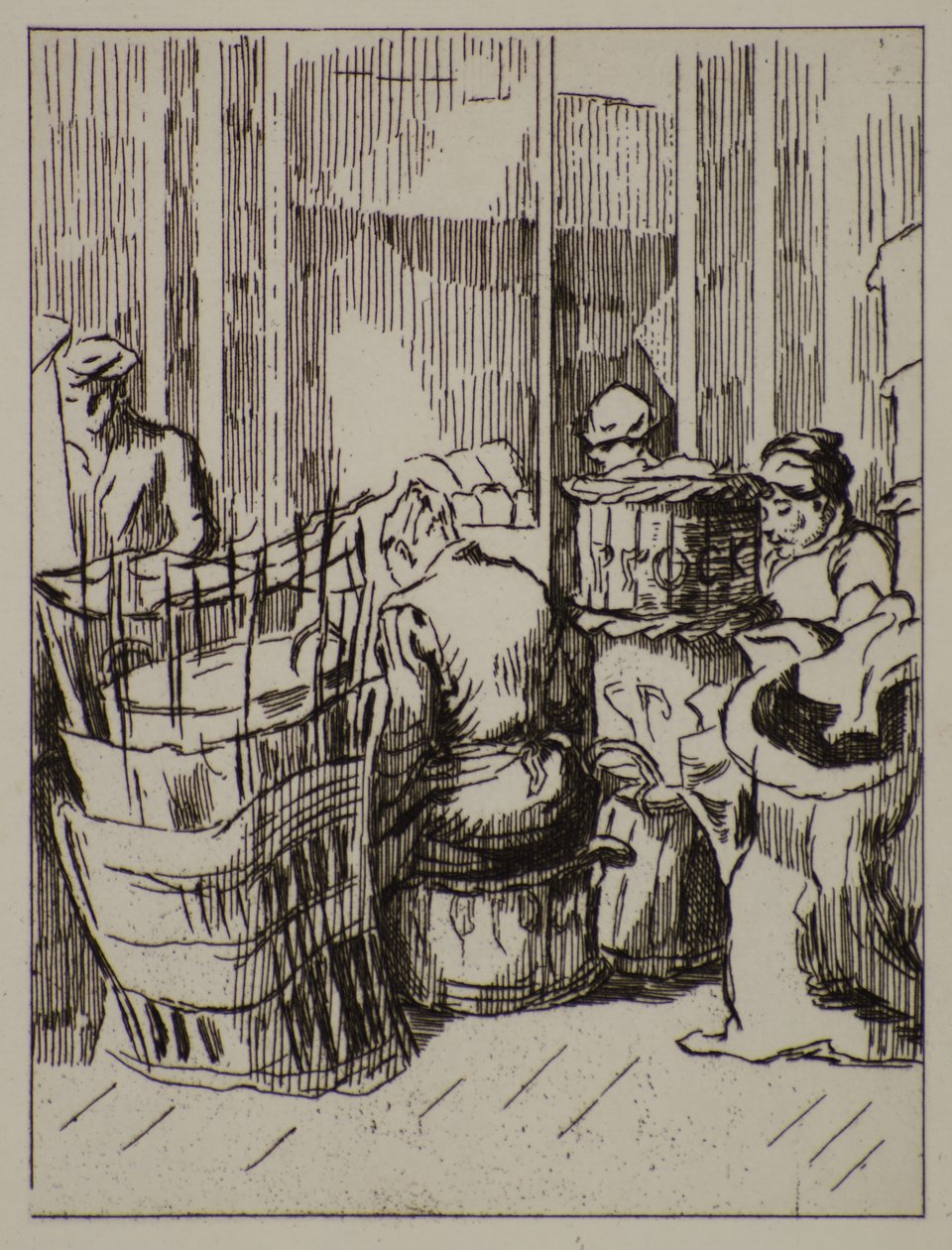 Men and Women with Baskets, 20th century by Therese Lessore