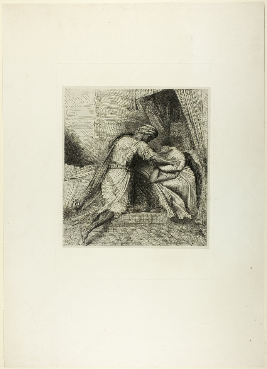 He Smothers Her, plate thirteen from Othello by Théodore Chassériau