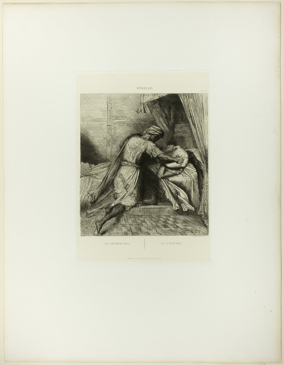 He Smothers Her, plate thirteen from Othello by Théodore Chassériau