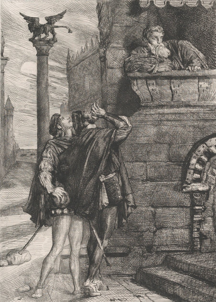 Owake! What Ho! Brabantio! Thieves! Thieves!: Plate 1 from Othello Act 1, Scene 1 by Théodore Chassériau