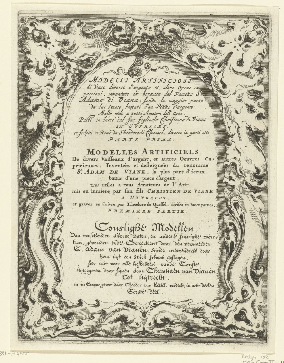 Title Page: Artificial Models of Various Silver Vases by Théodorus van Kessel