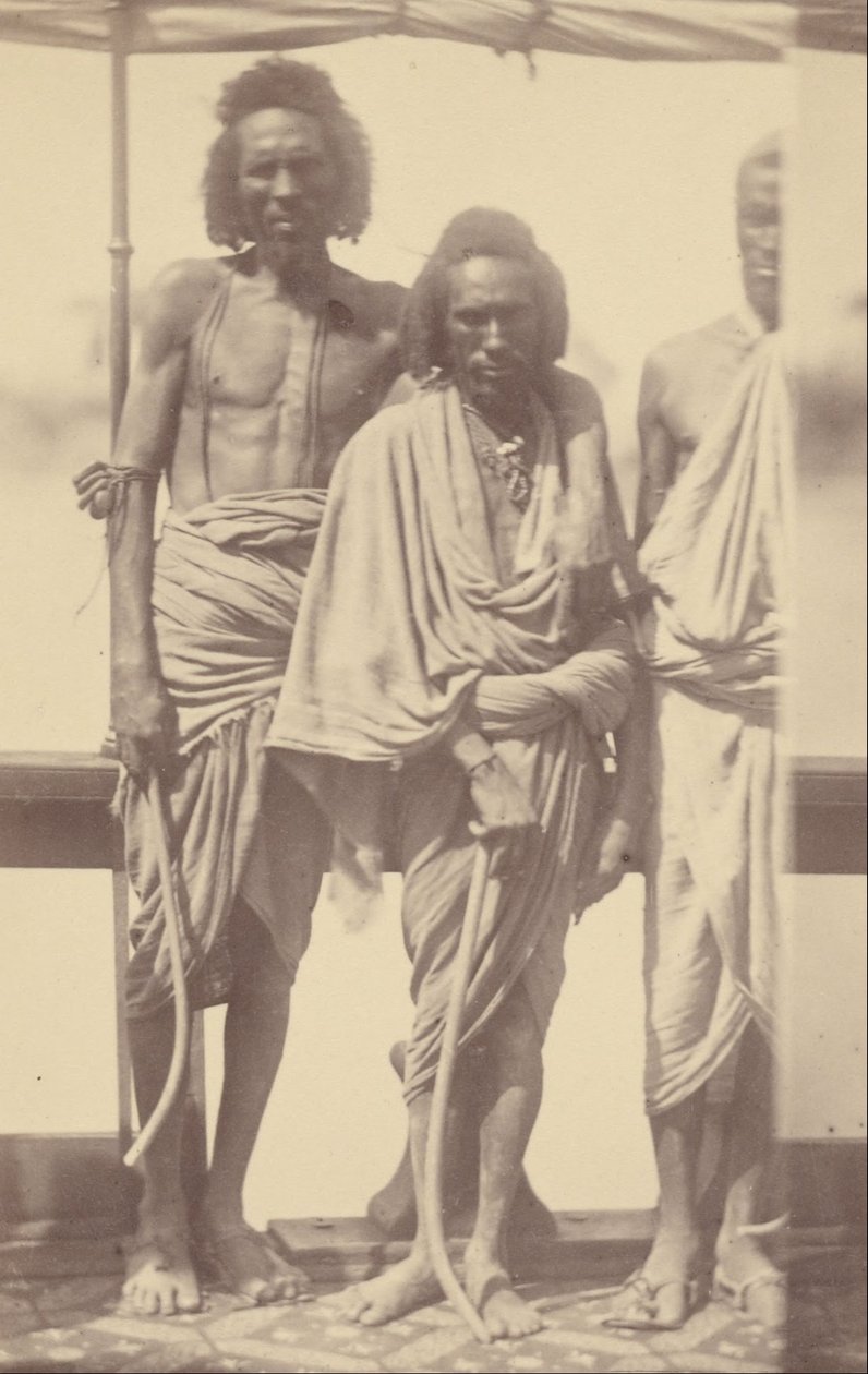 Portrait of Three Native Men Standing on a Boat by Théodule Devéria