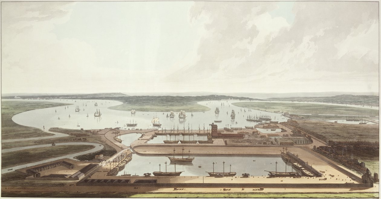 View of the East India Docks, 1803 by Thomas und William Daniell