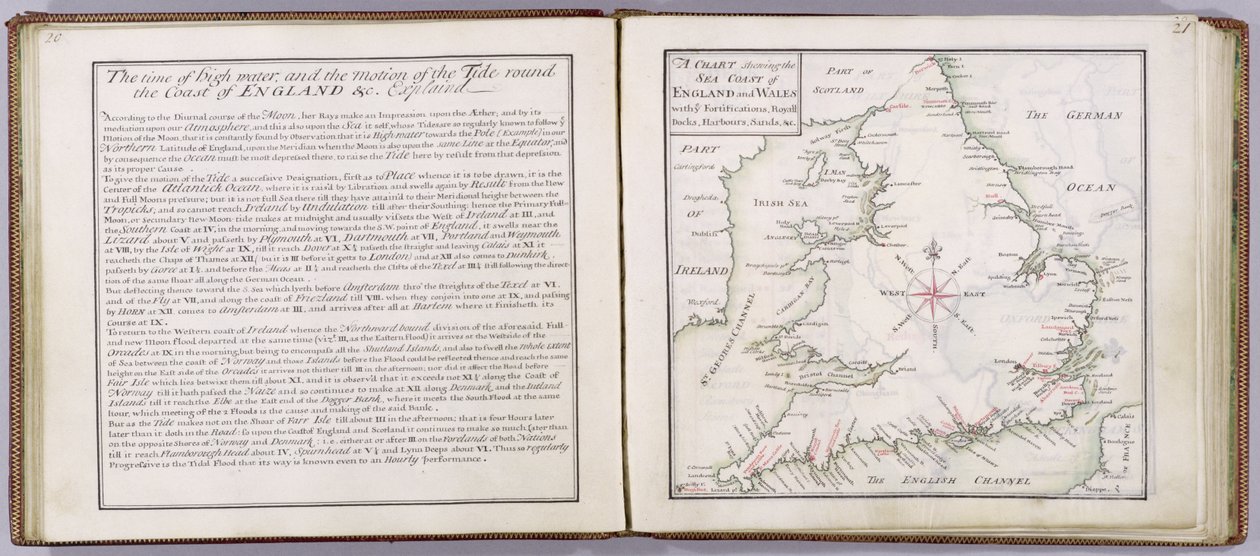 Chart showing the sea coast of England and Wales, plate from 