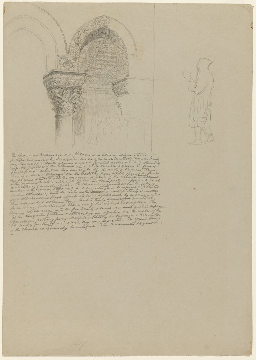 Details of Capitals in the Church at Monreale, 1842 by Thomas Cole