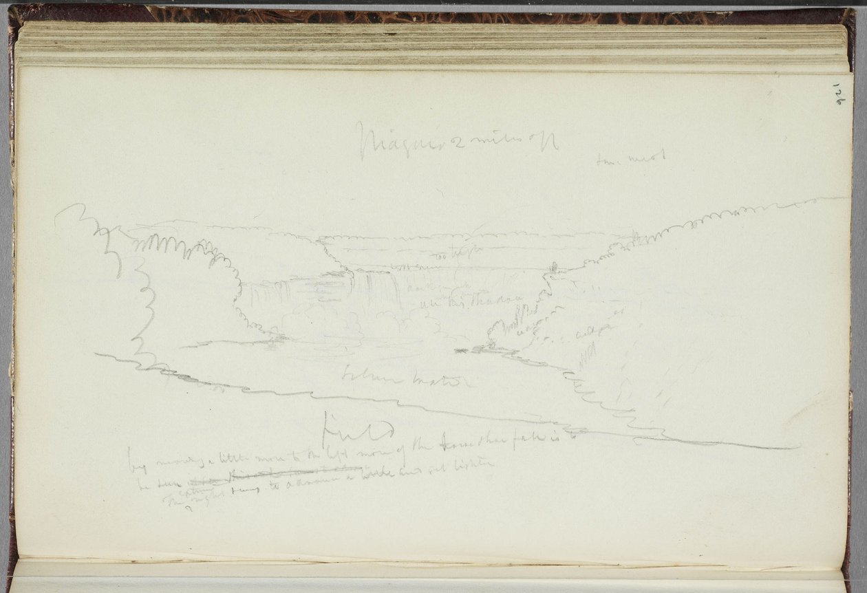 Untitled, landscape with notations, 1829 by Thomas Cole