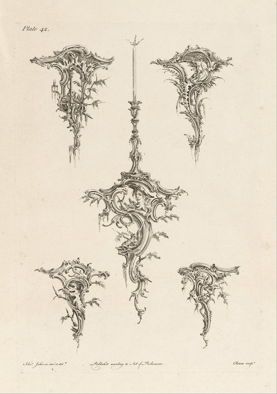 Design for Wall Brackets, Plate 42 in One Hundred and Fifty New Designs by Thomas Johnson