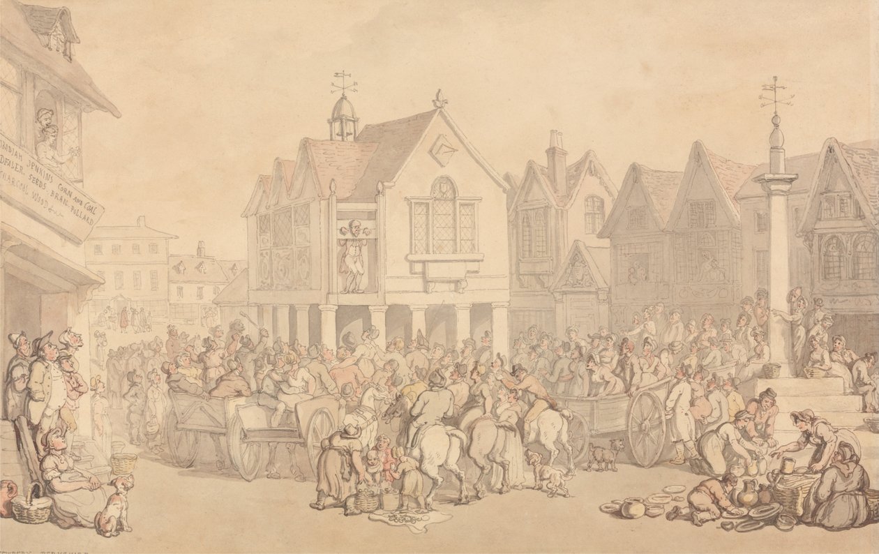 Newbury Market Place, Berkshire by Thomas Rowlandson