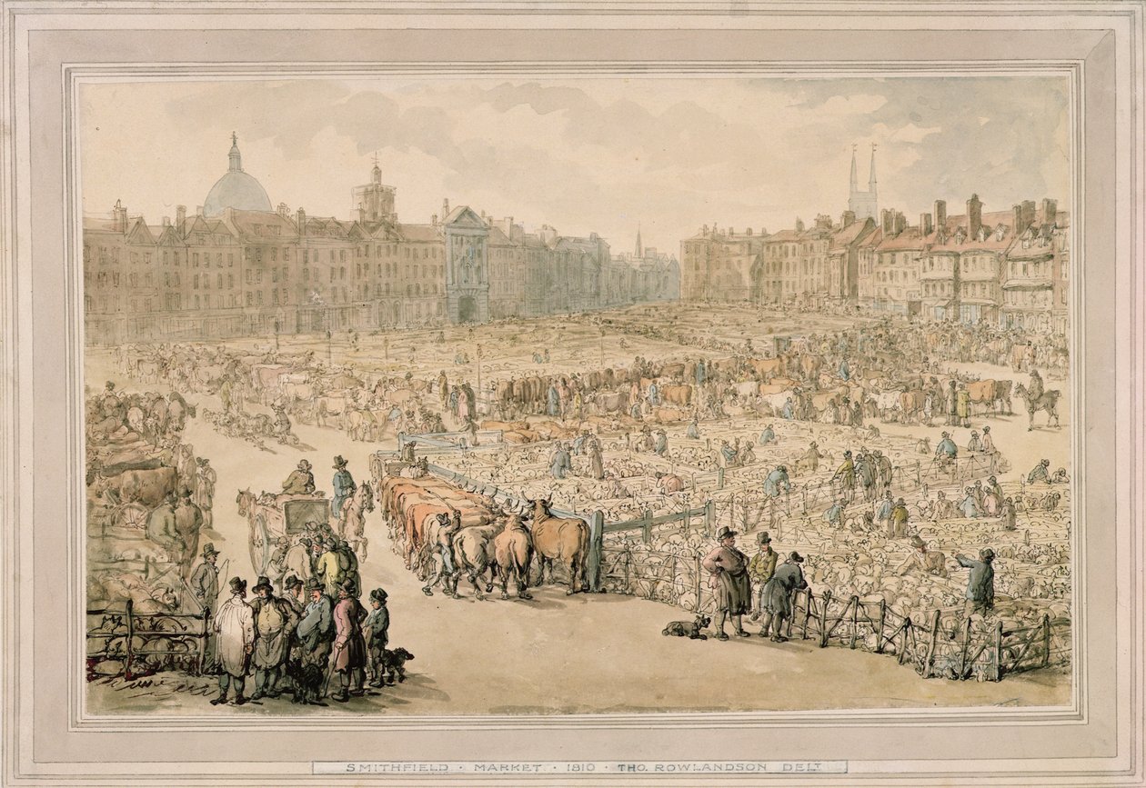 Smithfield Market, 1810 by Thomas Rowlandson
