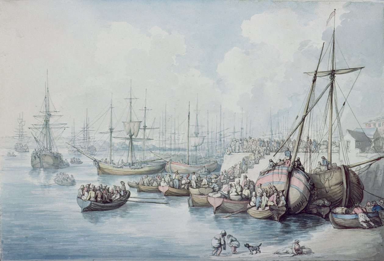 The Disembarkation of the Royalists of Toulon at Southampton in 1794 by Thomas Rowlandson