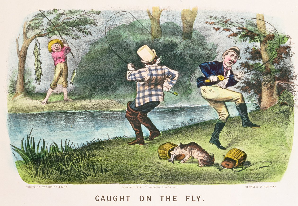 Caught on the Fly, pub. by Currier and Ives, New York, 1879 by Thomas Worth