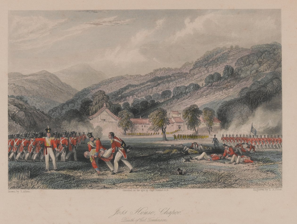 Joss House, Chapoo, Death of Colonel Tomlinson, 1842 by Thomas Allom