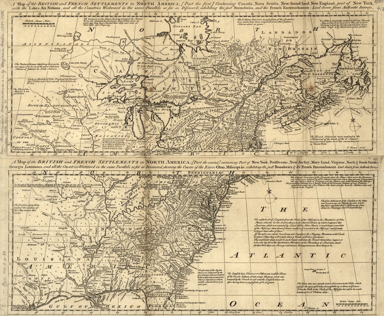 A Map of the British and French Settlements in North America by Thomas Bowen