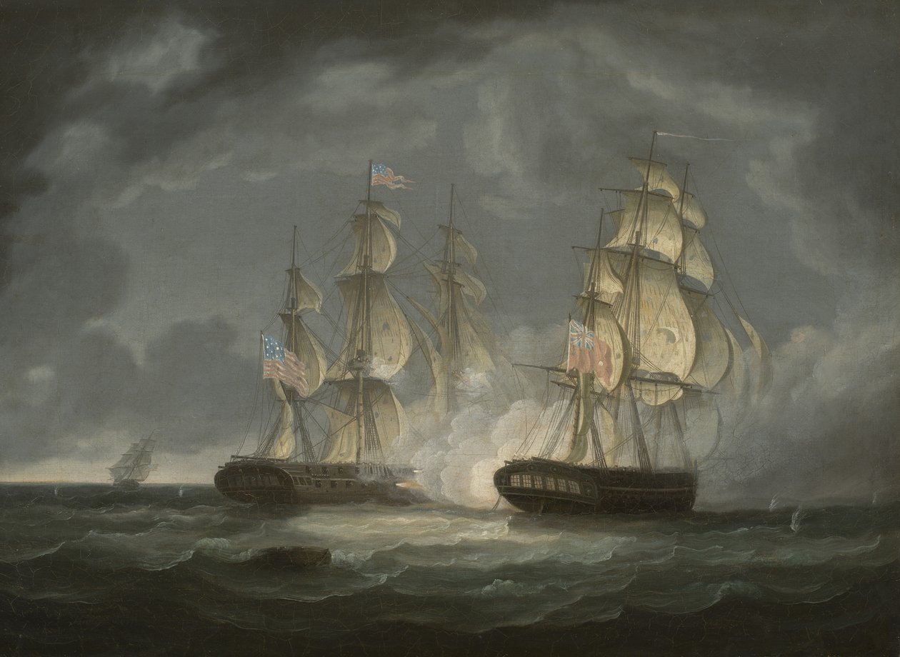Running Action Between the U.S. Frigate President and H.M.S. Endymion by Thomas Butterworth
