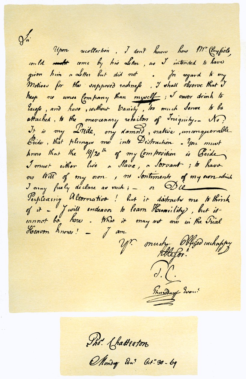 Letter from Thomas Chatterton to William Barrett by Thomas Chatterton