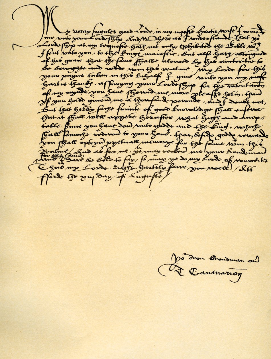 Letter from Thomas Cranmer to Thomas Cromwell, Ford, 13th August 1537