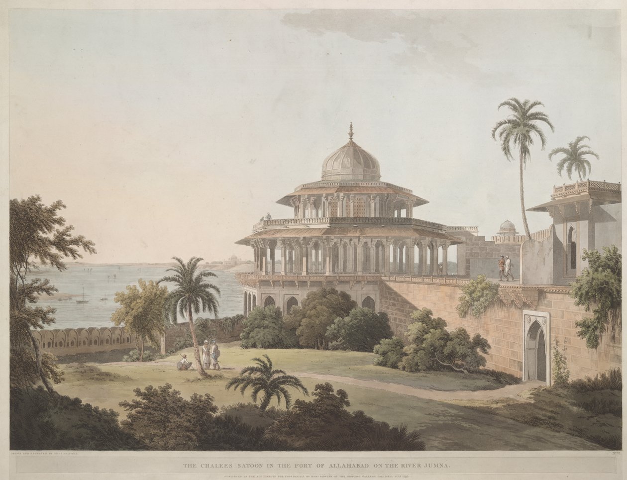 The Chalees Satoon in the Fort of Allahabad on the River Jumna by Thomas Daniell