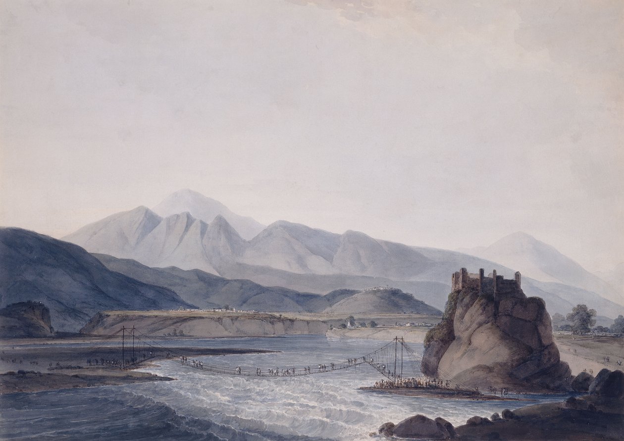 The Rope Bridge, Srinagar, Garhwal, Uttar Pradesh by Thomas Daniell