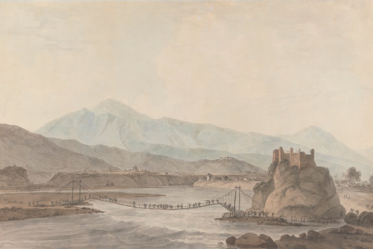 The Rope Bridge at Srinaga by Thomas Daniell