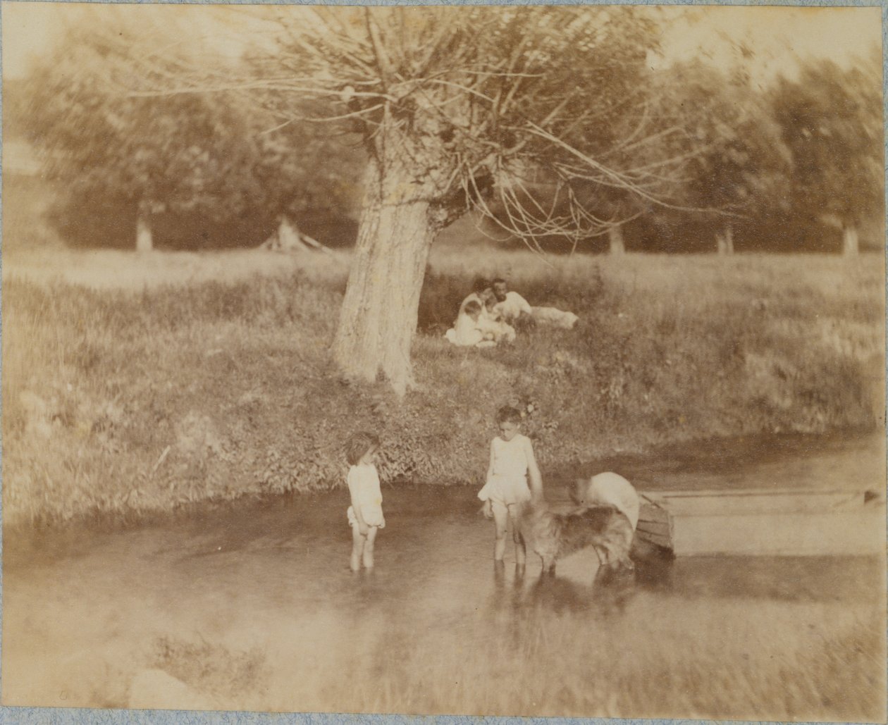 Three Children and a Dog Playing in the Creek, July 4, 1883 by Thomas Eakins
