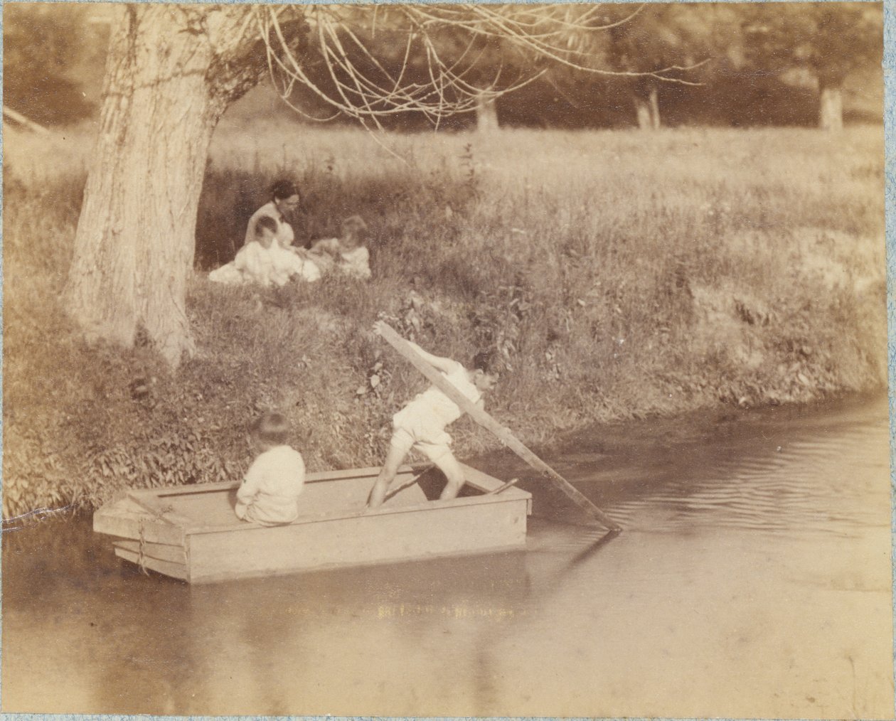 Two Boys Playing at the Creek, July 4, 1883 by Thomas Eakins