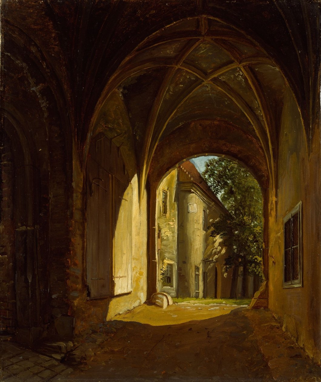 A Vaulted Hall in the Scharfenberg Castle near Dresden by Thomas Fearnley