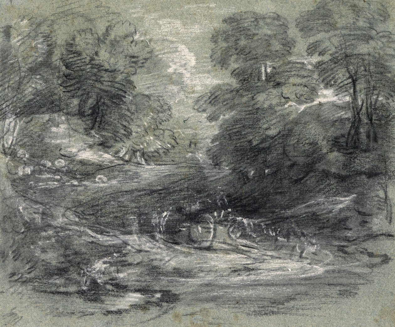 Landscape with Farm Cart on a Winding Track between Trees by Thomas Gainsborough