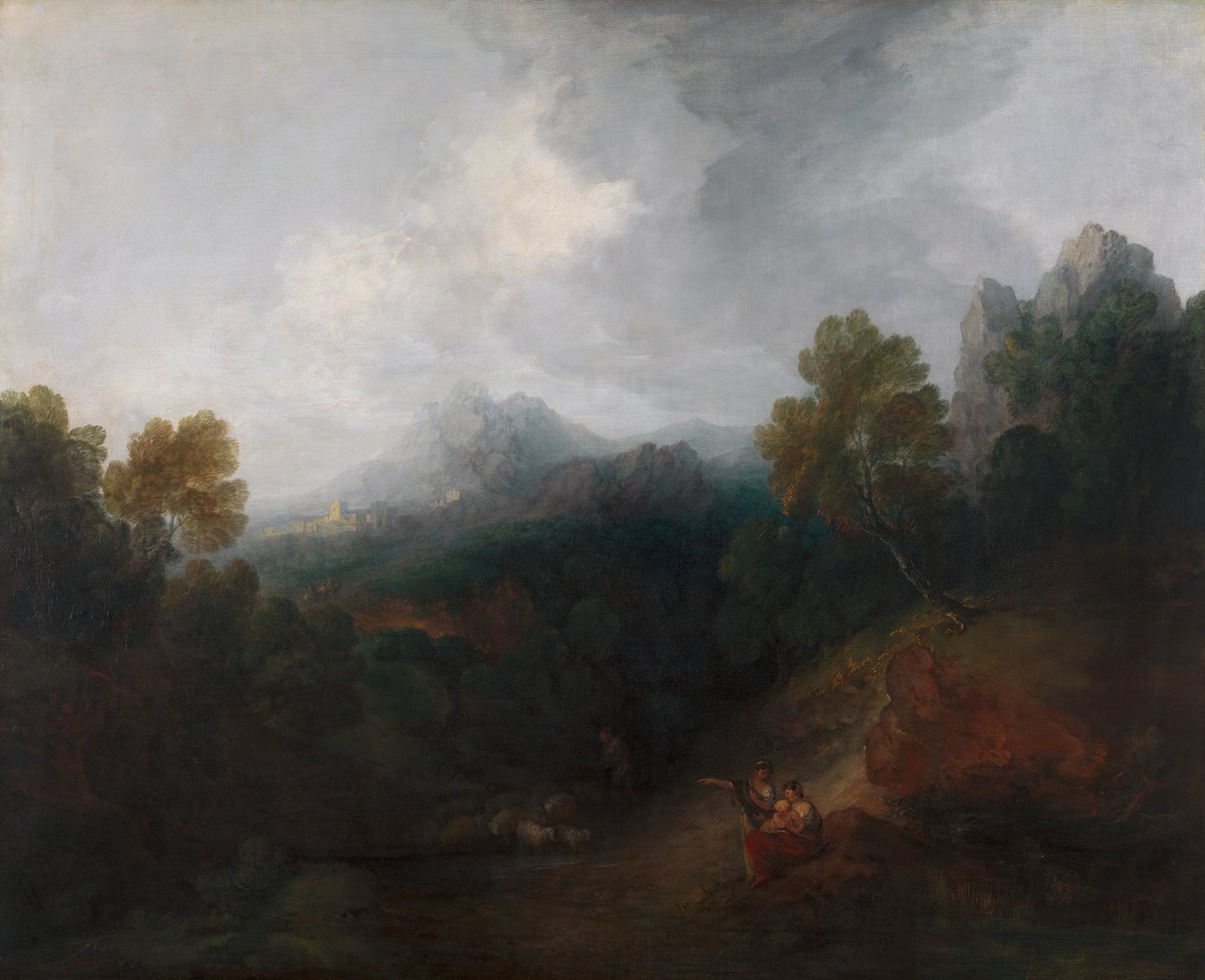 Mountain Valley with Figures and Distant Village, between 1773 and 1777 by Thomas Gainsborough