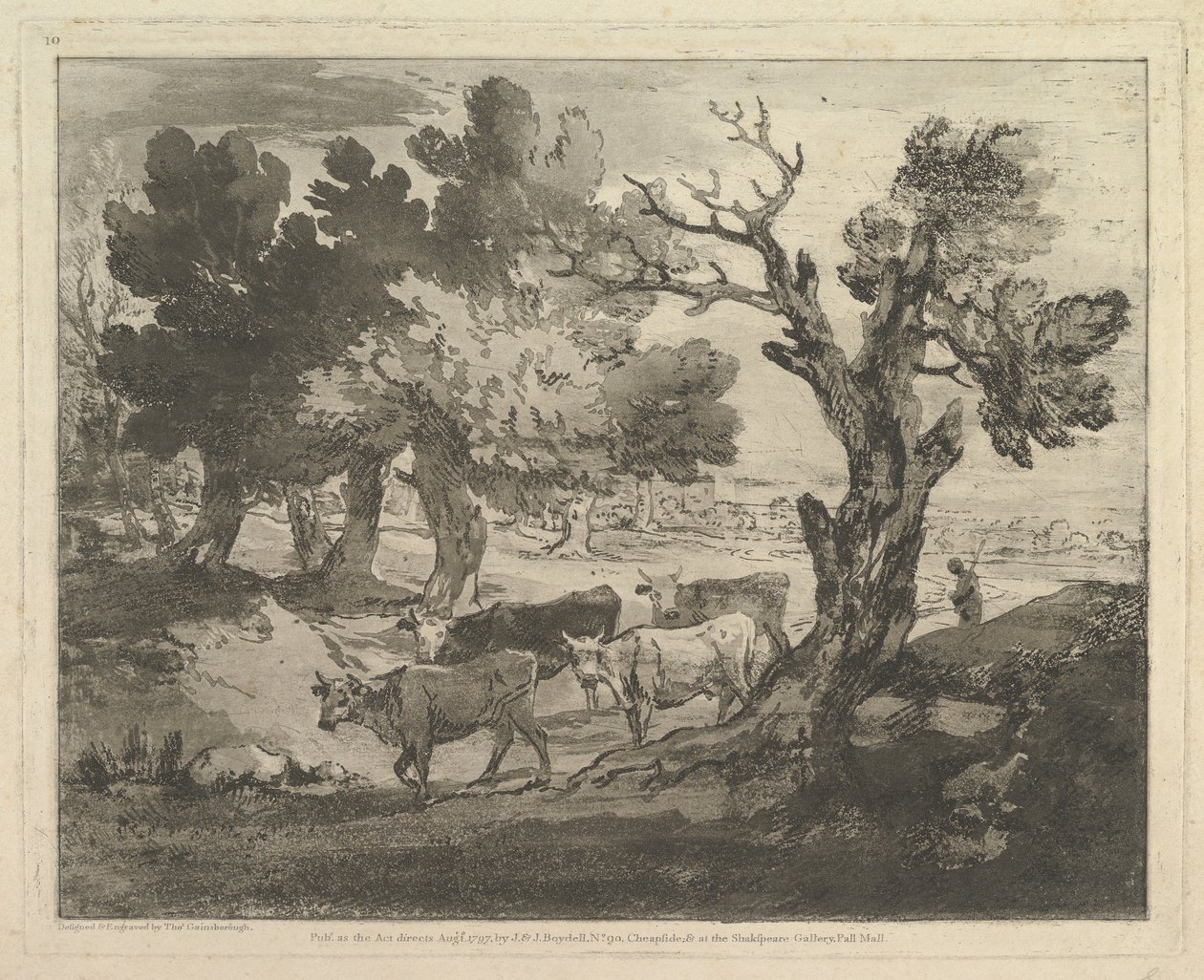 Wooded Landscape with Herdsmen and Cows, August 1, 1797 by Thomas Gainsborough