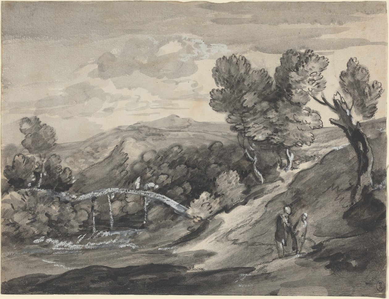 Wooded Upland Landscape with a Bridge by Thomas Gainsborough