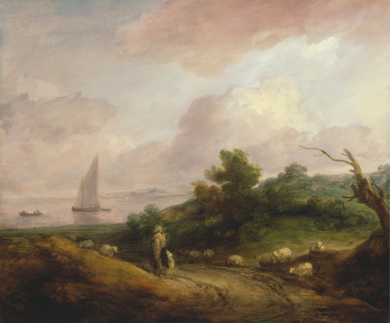 Coastal Landscape with a Shepherd and His Flock by Thomas Gainsborough RA