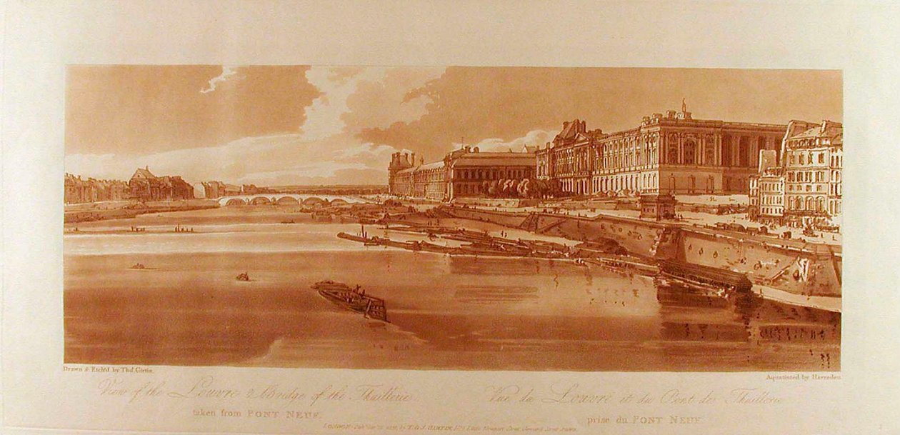 View of the Louvre & Bridge of the Thuilleries taken from Pont-Neuf by Thomas Girtin