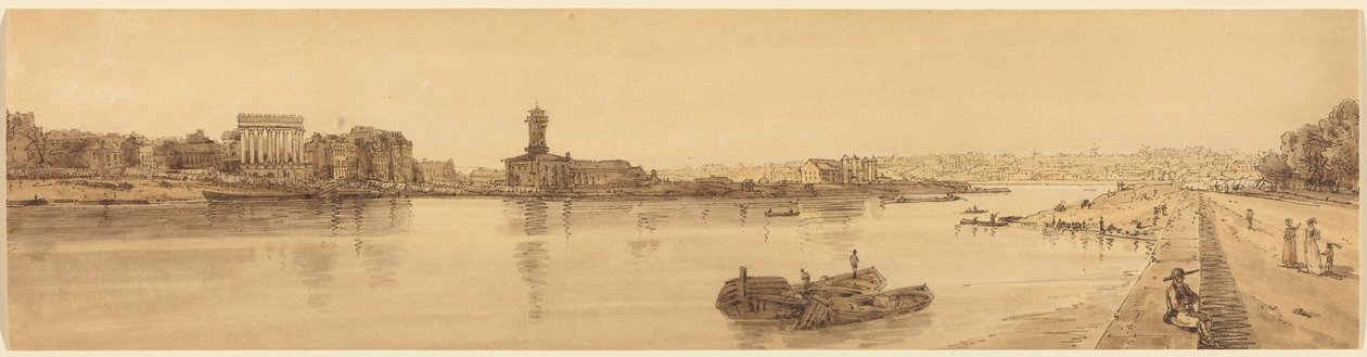 View of the Village of Chaillot from the Pont de la Concorde: Plate 17 by Thomas Girtin