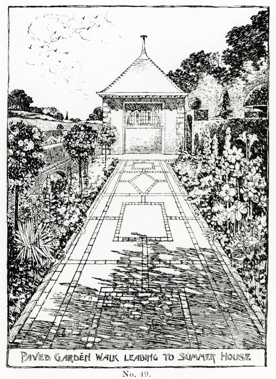 Paved Garden Walk Leading to Summer House, from Thomas Mawson's 'The ...